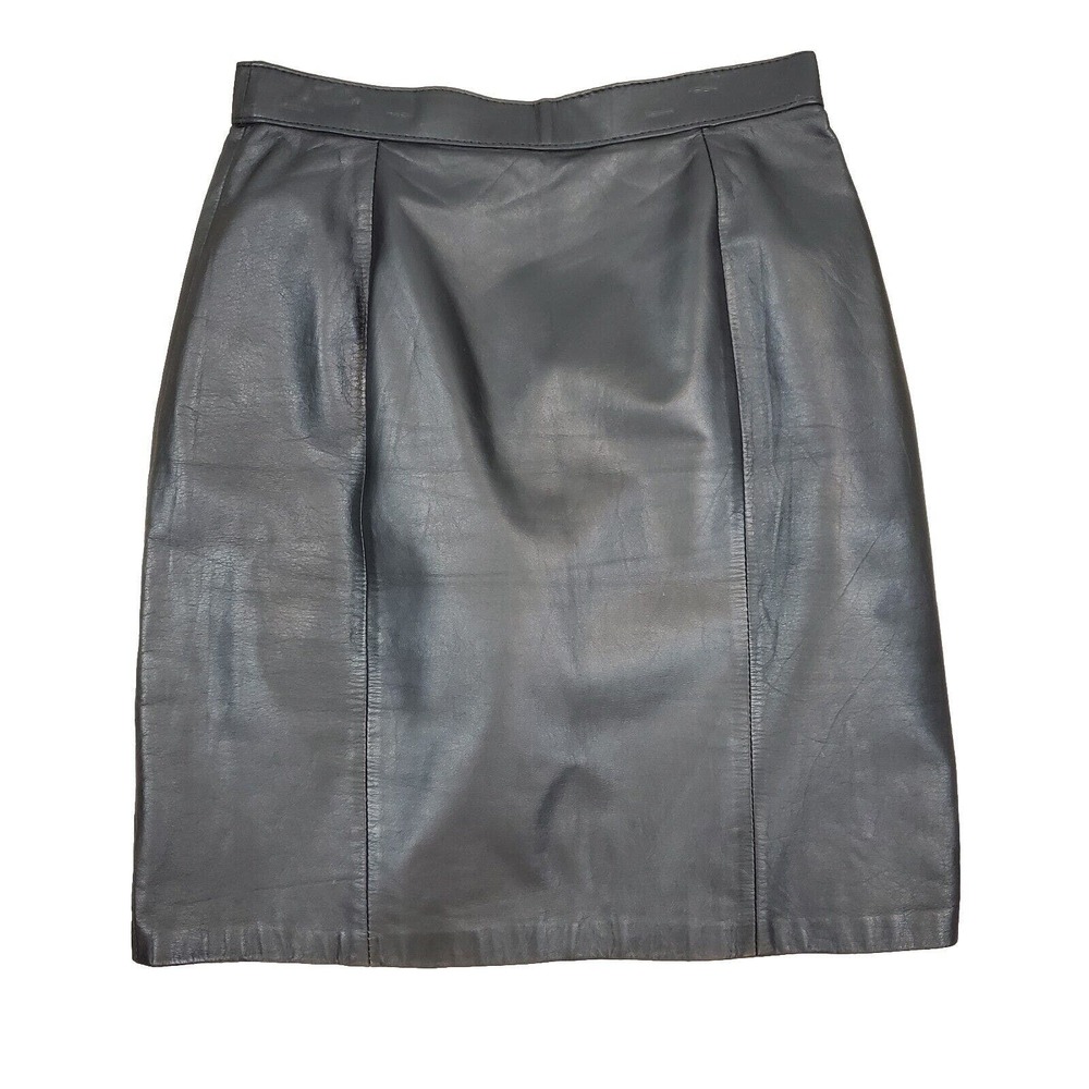 Vintage I.O.U Black Leather Mini Skirt Sz 7 / 8
